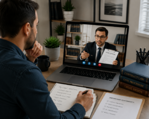 Attorney discussing legal options during virtual consultation