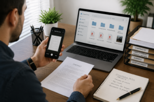 Digital legal documents prepared for online lawyer consultation